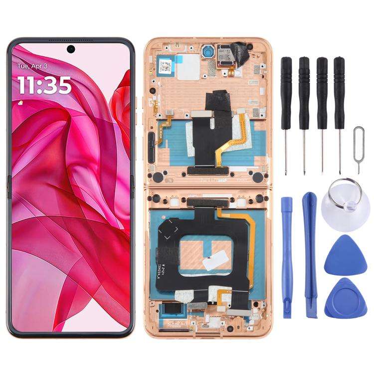 For Motorola Razr+ 2024 Original LCD Screen Digitizer Full Assembly with Frame (Gold)