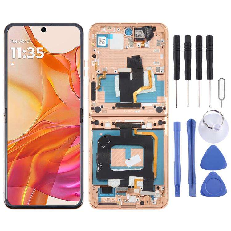 For Motorola Razr 50 Ultra Original LCD Screen Digitizer Full Assembly with Frame (Gold)