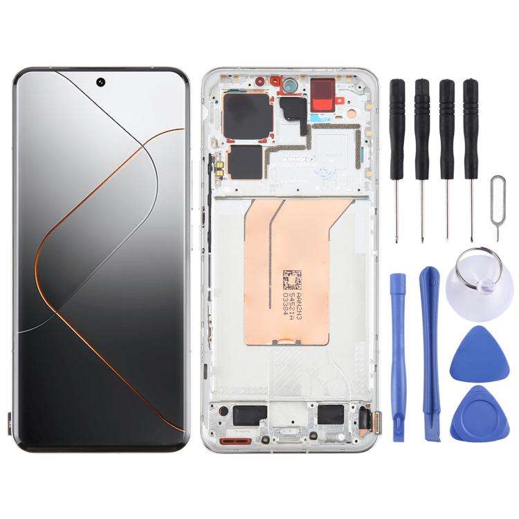 For Xiaomi 14 Pro AMOLED Original LCD Screen Digitizer Full Assembly with Frame (Silver)