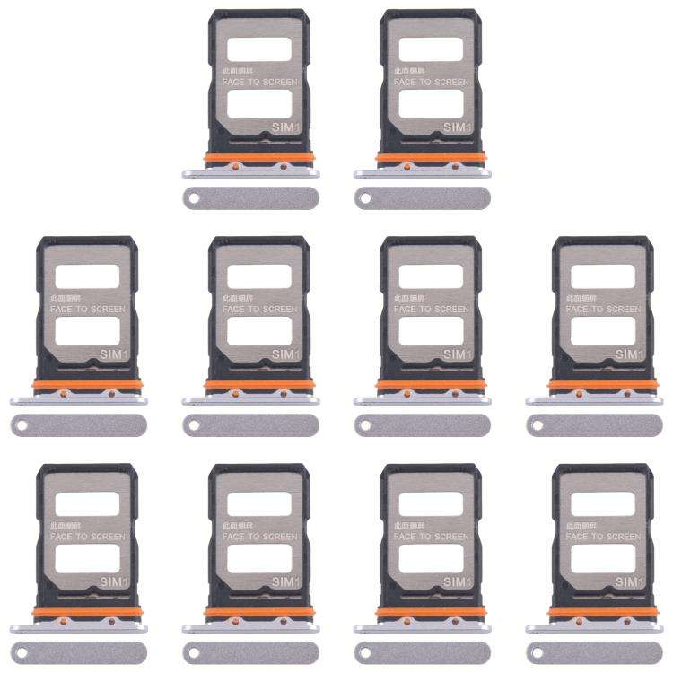 For Xiaomi 14T Pro 5G 10pcs Original SIM Card Tray + SIM Card Tray (Silver)