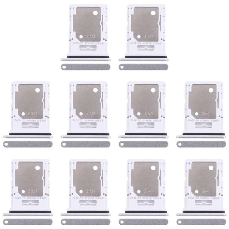 For Xiaomi Redmi Note 14 5G 10pcs Original SIM + SIM / Micro SD Card Tray (Silver)