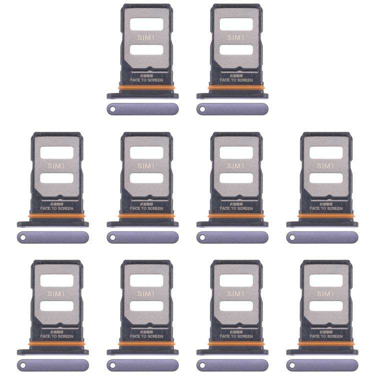 For Xiaomi Redmi Note 14 Pro+ 5G 10pcs Original SIM Card Tray + SIM Card Tray (Purple)
