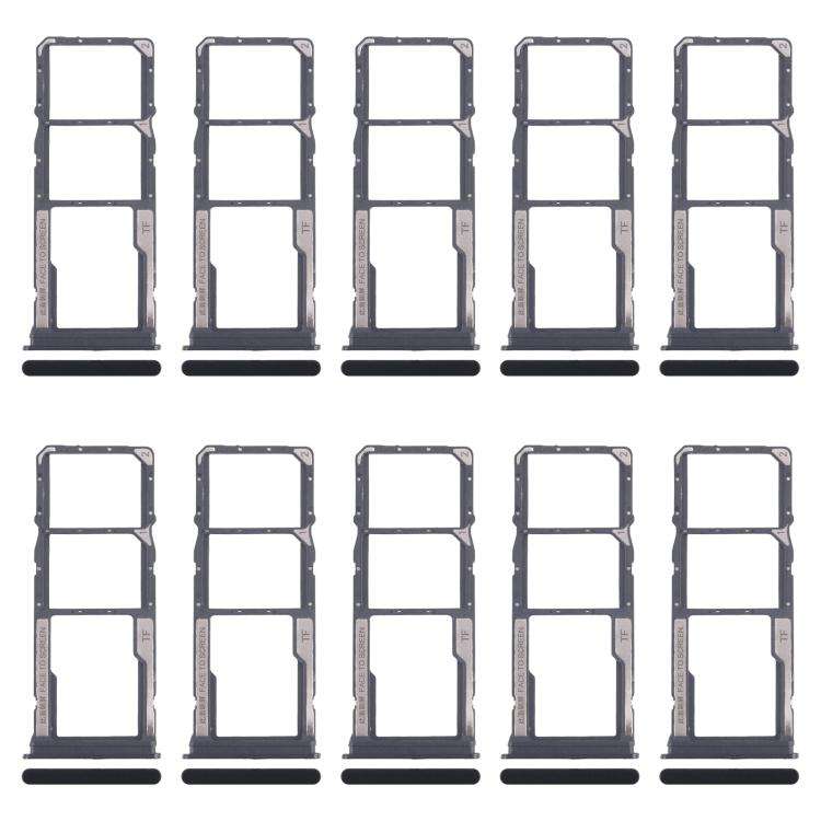 For Xiaomi Redmi 14R 5G 10pcs Original SIM Card Tray + SIM Card Tray + Micro SD Card Tray (Black)