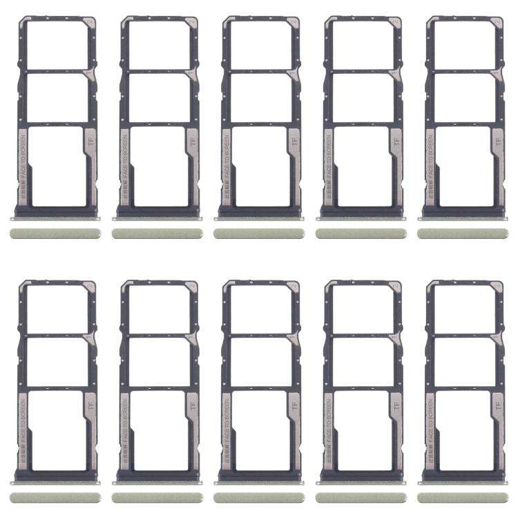 For Xiaomi Redmi 14R 5G 10pcs Original SIM Card Tray + SIM Card Tray + Micro SD Card Tray (Green)