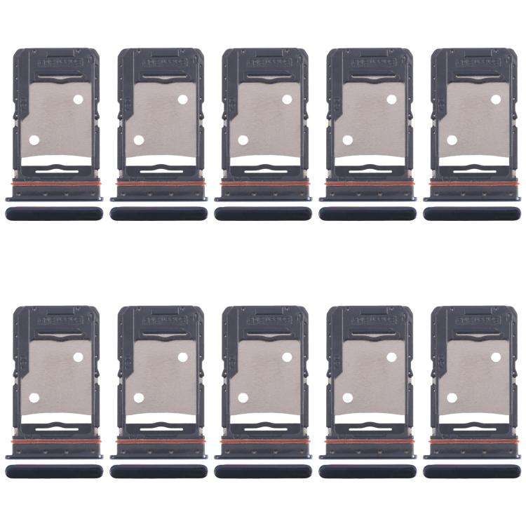 For Tecno Camon 18 P 10pcs Original SIM Card Tray + SIM Card Tray + Micro SD Card Tray (Black)