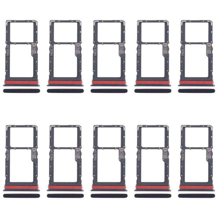For Motorola Moto G53 XT2335-2 10pcs Original SIM + Micro SD Card Tray (Black)