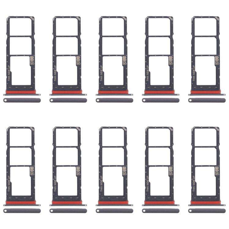 For Motorola Moto E40 10pcs Original SIM Card Tray + SIM Card Tray + Micro SD Card Tray (Grey)