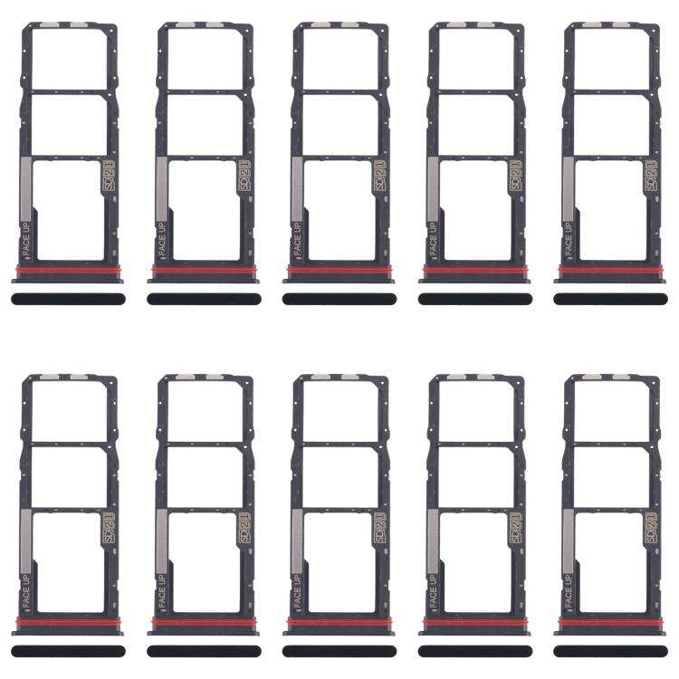 For Motorola Moto G04s 10pcs Original SIM Card Tray + SIM Card Tray + Micro SD Card Tray (Black)