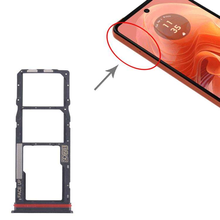 For Motorola Moto G04s 10pcs Original SIM Card Tray + SIM Card Tray + Micro SD Card Tray (Black)
