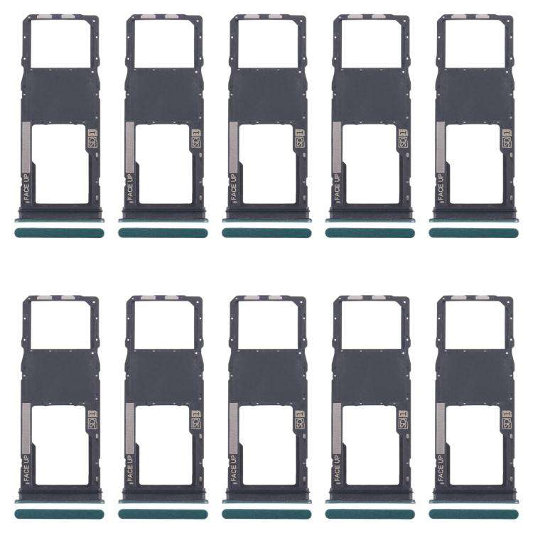 For Motorola Moto G04s 10pcs Original SIM Card Tray + Micro SD Card Tray (Green)