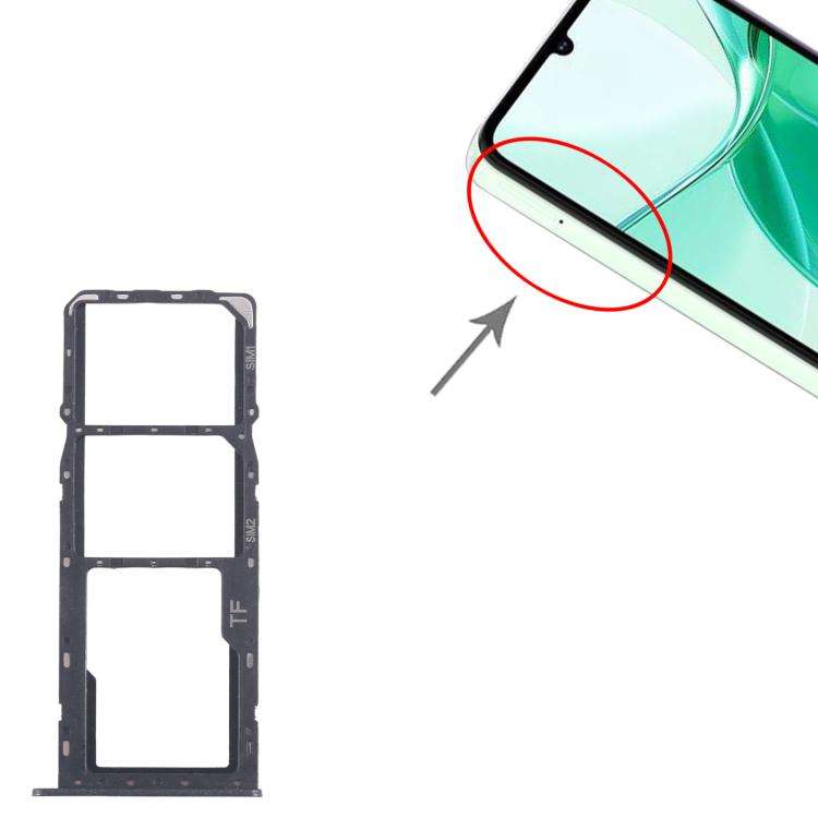 For ZTE Blade A35 SIM Card Tray + SIM Card Tray + Micro SD Card Tray (Black)