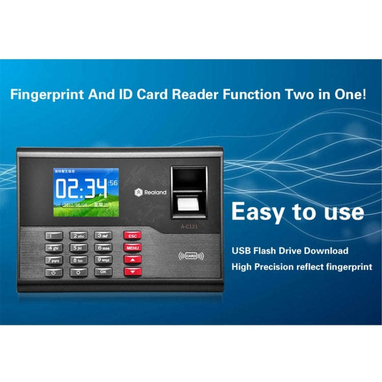 Realand A-C121 2.8 inch Color TFT Screen Fingerprint & RFID Time Attendance, USB Communication Of...