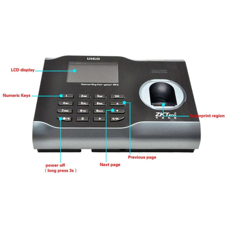 U160 3.0 inch Color Screen ZK Software Fingerprint Time Attendance with TCP/IP, USB Communication...