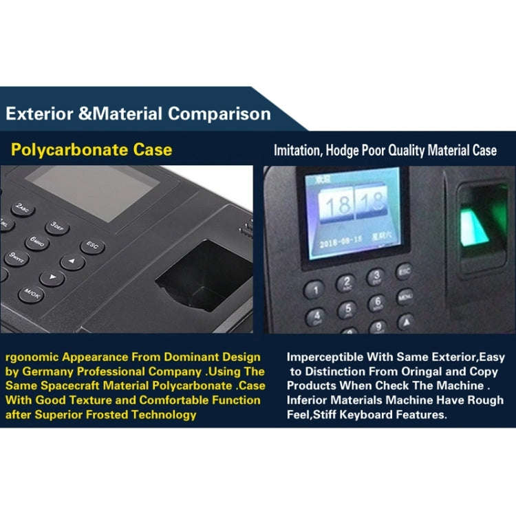 U160 3.0 inch Color Screen ZK Software Fingerprint Time Attendance with TCP/IP, USB Communication...