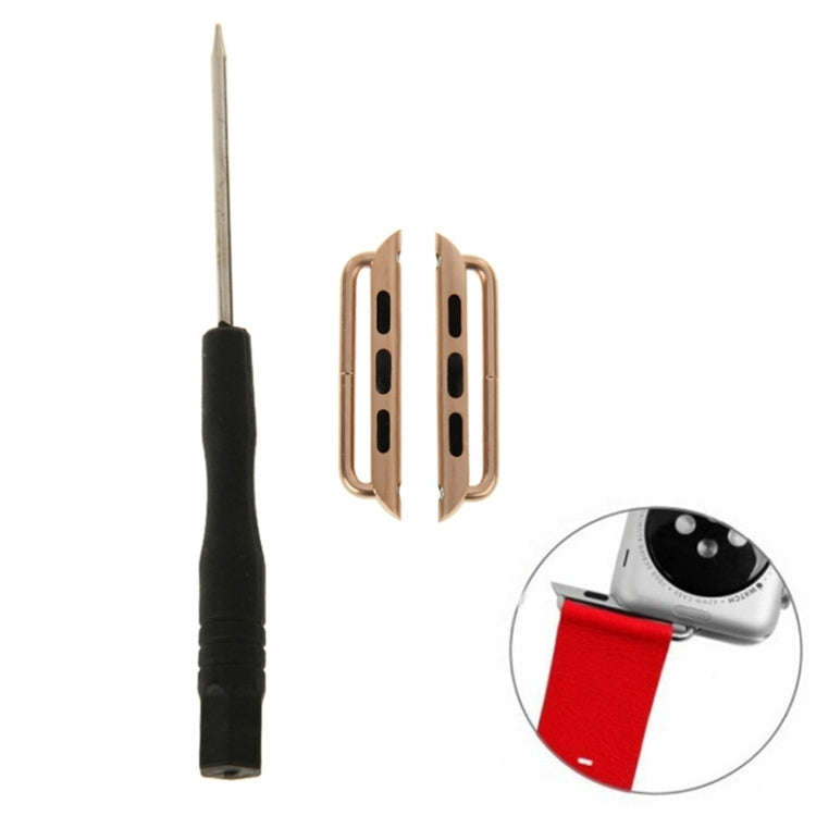 2 PCS for Apple Watch 42mm Metal Strap Connector Metal Buckle with Screwdrivers Tool(Rose Gold)