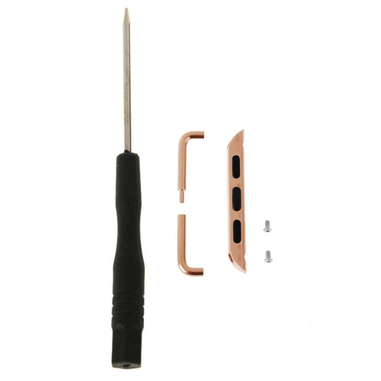 2 PCS for Apple Watch 42mm Metal Strap Connector Metal Buckle with Screwdrivers Tool(Rose Gold)