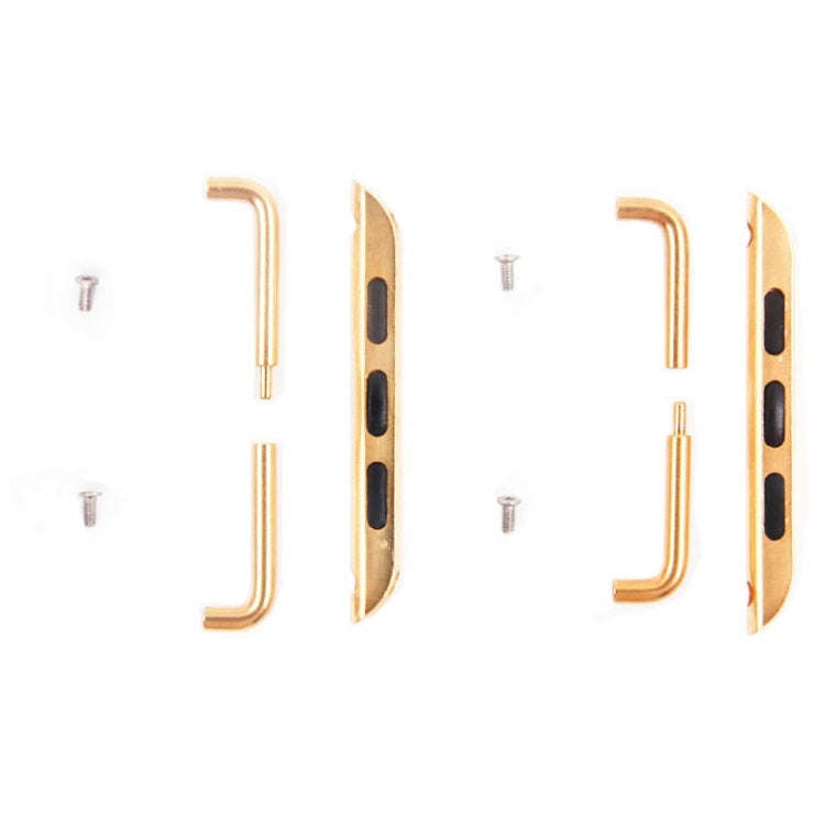 For Apple Watch 42 / 44 / 45mm Metal Strap Connector Metal Buckle, Pair(Gold)