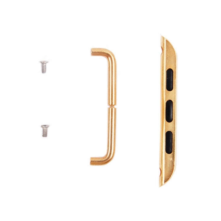 For Apple Watch 42 / 44 / 45mm Metal Strap Connector Metal Buckle, Pair(Gold)