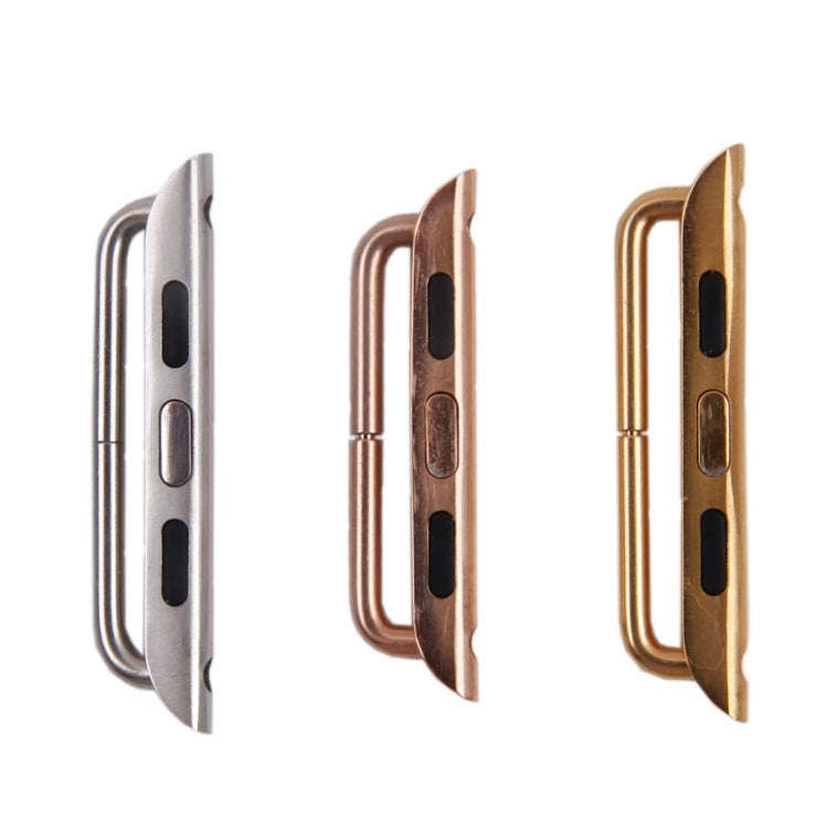 For Apple Watch 42 / 44 / 45mm Metal Strap Connector Metal Buckle, Pair(Gold)