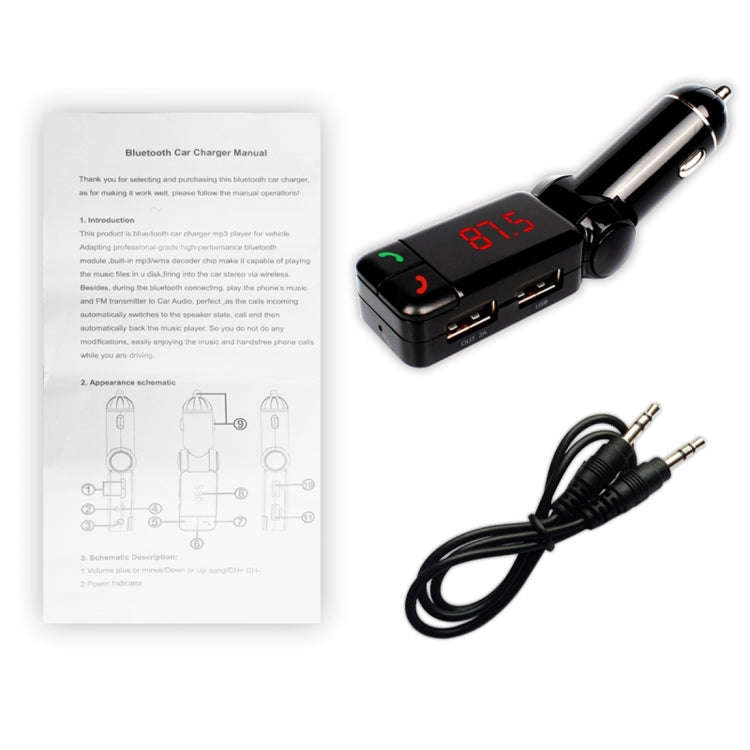 BC-06 Bluetooth Car Kit FM Transmitter Car MP3 Player with LED Display 2 USB Charger & Handsfree ...