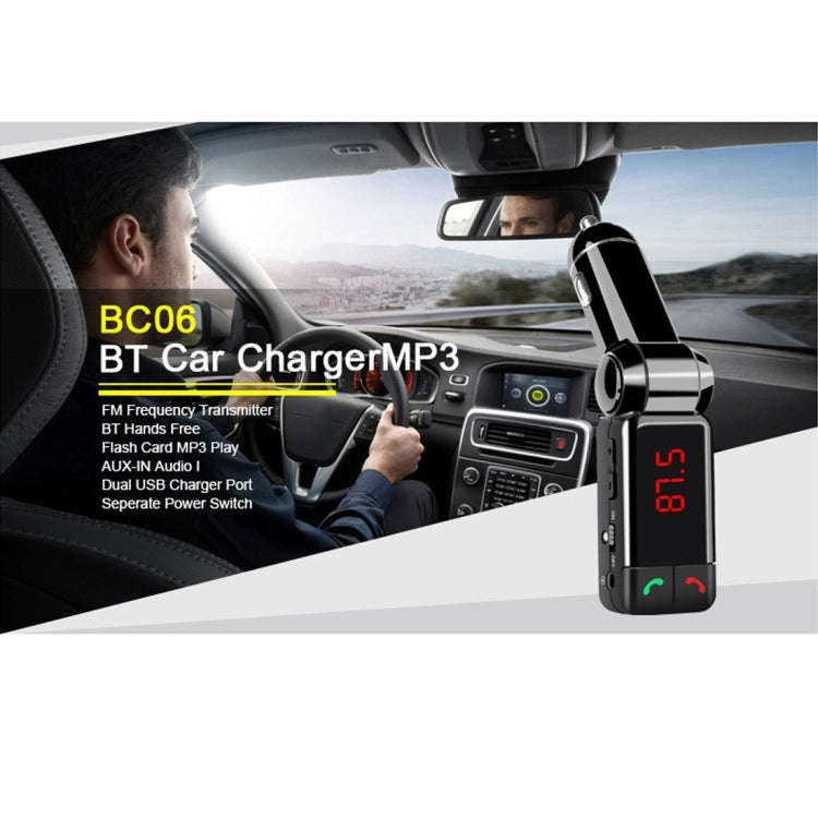 BC-06 Bluetooth Car Kit FM Transmitter Car MP3 Player with LED Display 2 USB Charger & Handsfree ...