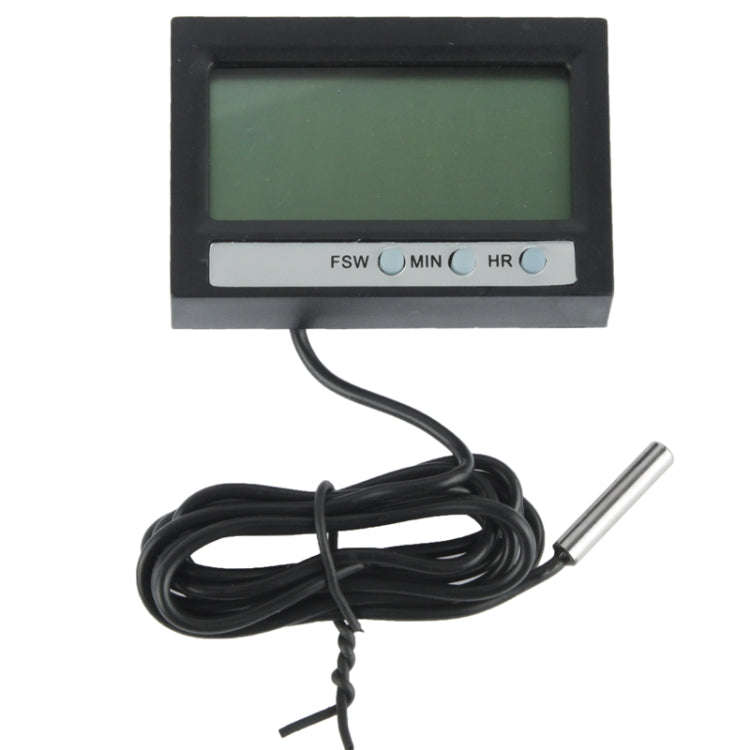Dual Way (Indoor and Outdoor) LCD Digital Thermometer with Clock Display Function, TM-2 (Black)