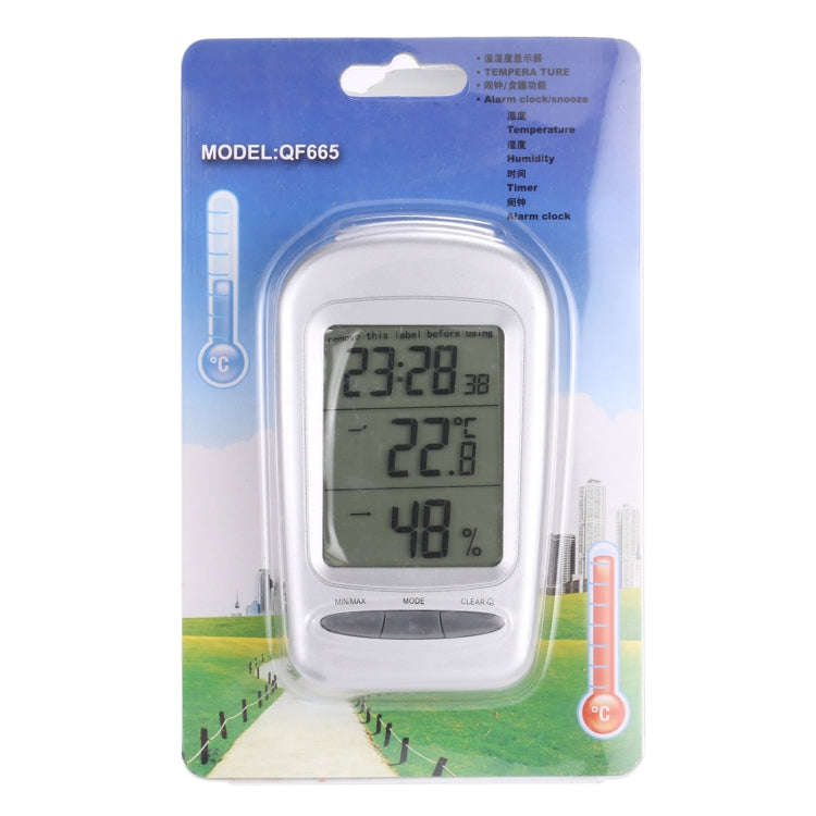 LCD Digital Desk Indoor Thermometer Hygrometer with Date / Clock / Freezing Warning(Silver)