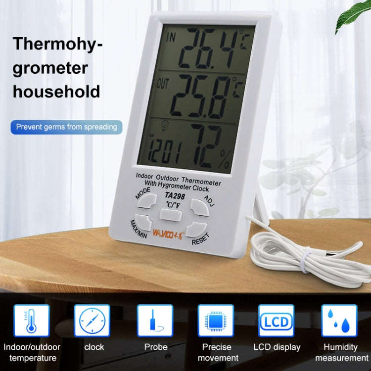 TA298 Digital LCD Humidity / Hygrometer and Thermometer with Extra Sensor Cable
