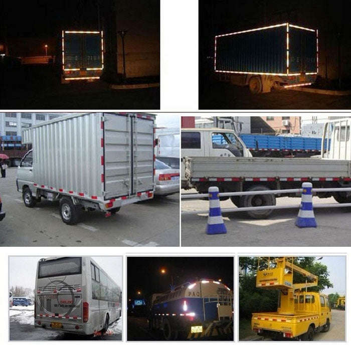 10 PCS Safety Warning Car Strap Reflective Truck Sticker, Size: 29.5cm x 4.8cm (Red + Silver)
