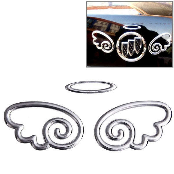 3D Wings Pattern Auto Emblem Logo Decoration Car Sticker, Size: 15.7cm x 5.5cm (approx.)(Silver)