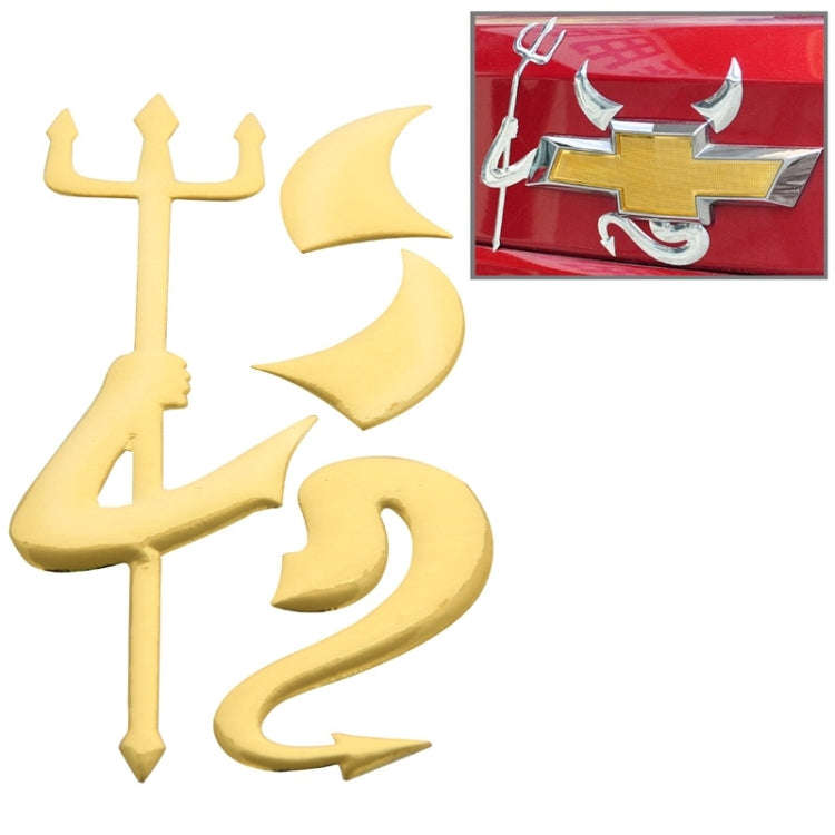 3D Demon Pattern Auto Emblem Logo Decoration Car Sticker, Size: 15cm x 5.5cm (approx.)(Gold)