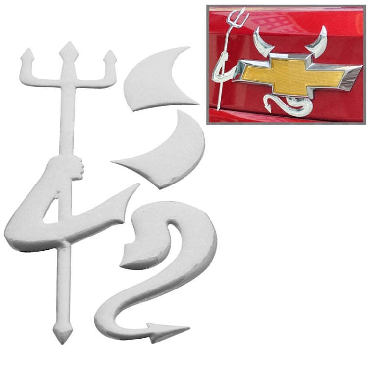 3D Demon Pattern Auto Emblem Logo Decoration Car Sticker, Size: 15cm x 5.5cm (approx.)(Silver)