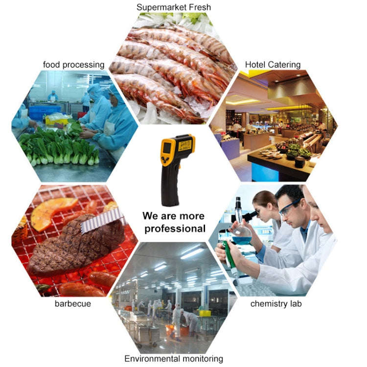 Infrared Thermometer, Temperature Range: -50 - 380 Degrees Celsius (D:S = 12:1)(Black)
