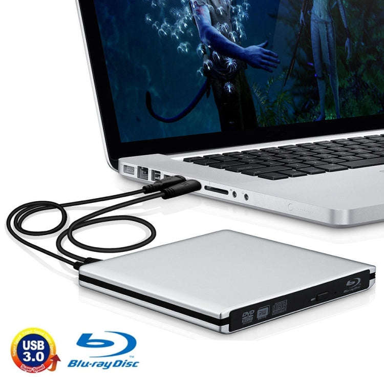 USB 3.0 Aluminum Alloy Portable DVD / CD Rewritable Blu-ray Drive for 12.7mm SATA ODD / HDD, Plug...