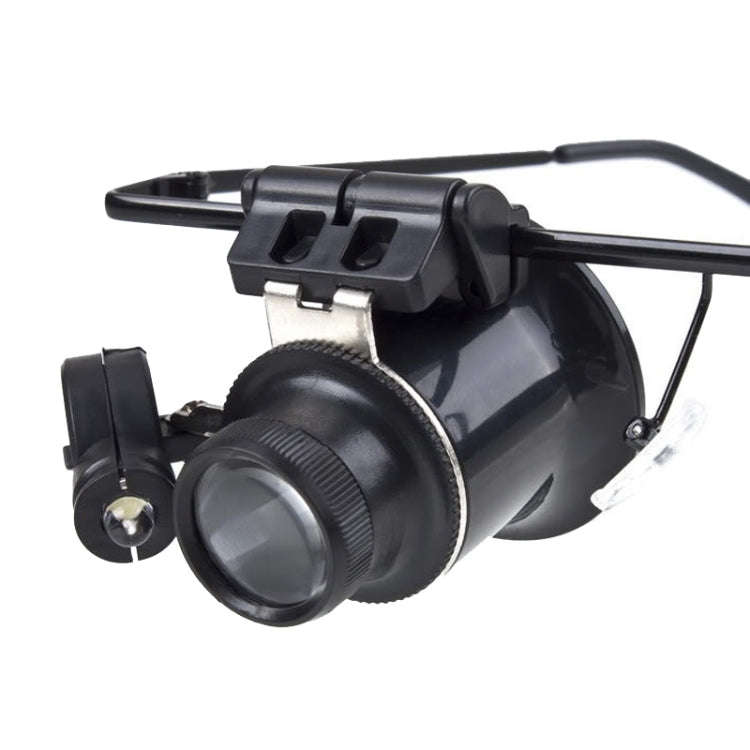 20X Glasses Type Watch Repair Loupe Magnifier with LED Light(Black)