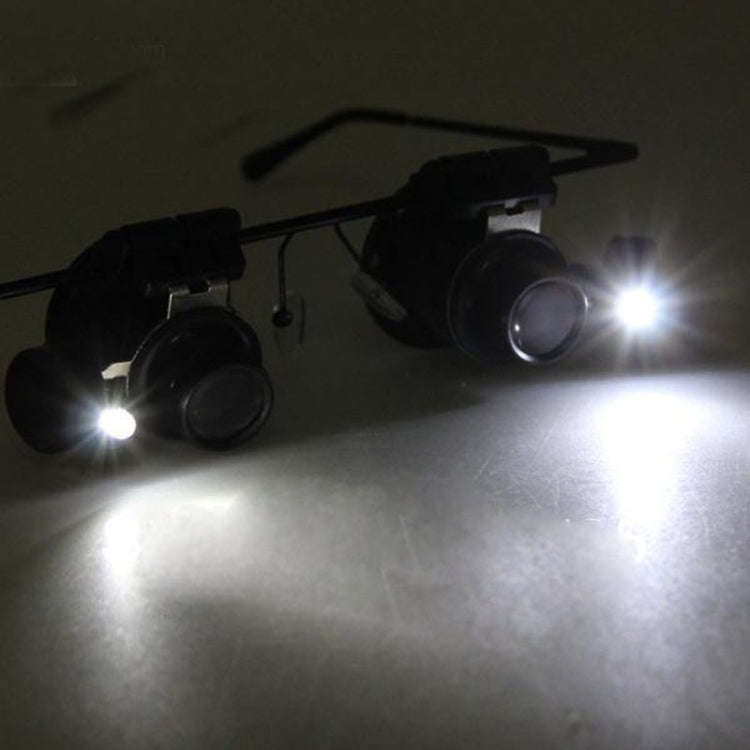 20X Glasses Type Watch Repair Loupe Magnifier with LED Light(Black)
