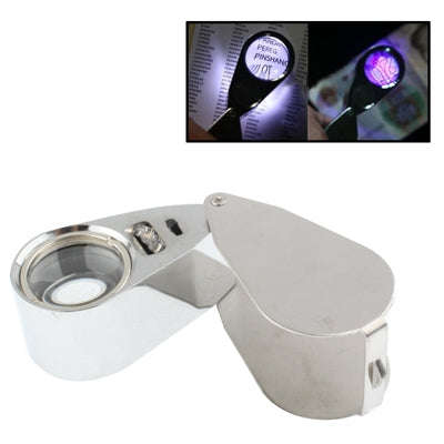 Full Metal Coating 10X Magnifying Glass Magnifier with 3 LED Lights for Currency Detecting & Jewe...
