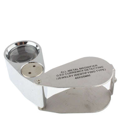 Full Metal Coating 10X Magnifying Glass Magnifier with 3 LED Lights for Currency Detecting & Jewe...