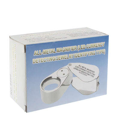 Full Metal Coating 10X Magnifying Glass Magnifier with 3 LED Lights for Currency Detecting & Jewe...
