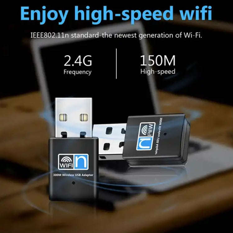 300Mbps Wireless 802.11N USB Network Nano Card Adapter(Black)