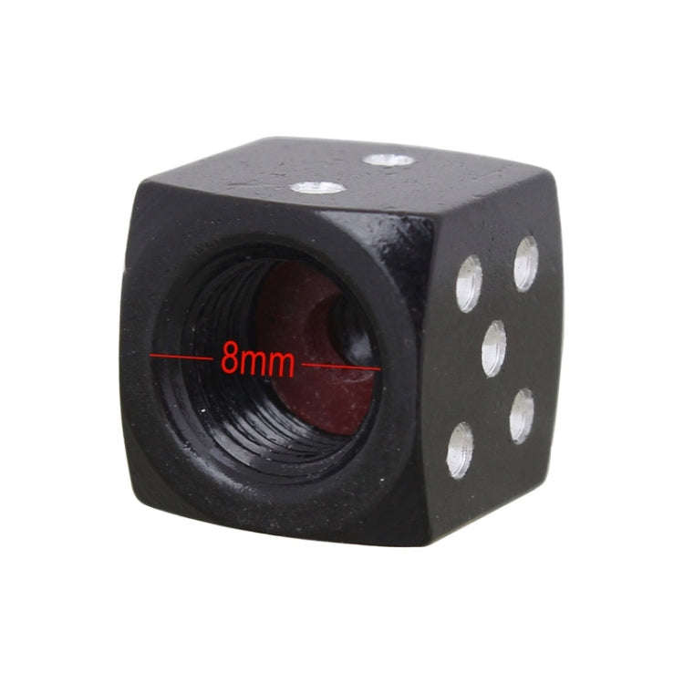 Universal 8mm Dice Style Aluminium Alloy Car Tire Valve Caps, Pack of 4(Black)