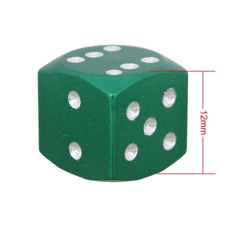 Universal 8mm Dice Style Aluminium Alloy Car Tire Valve Caps, Pack of 4(Green)