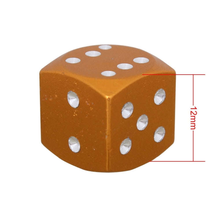 Universal 8mm Dice Style Aluminium Alloy Car Tire Valve Caps, Pack of 4(Gold)