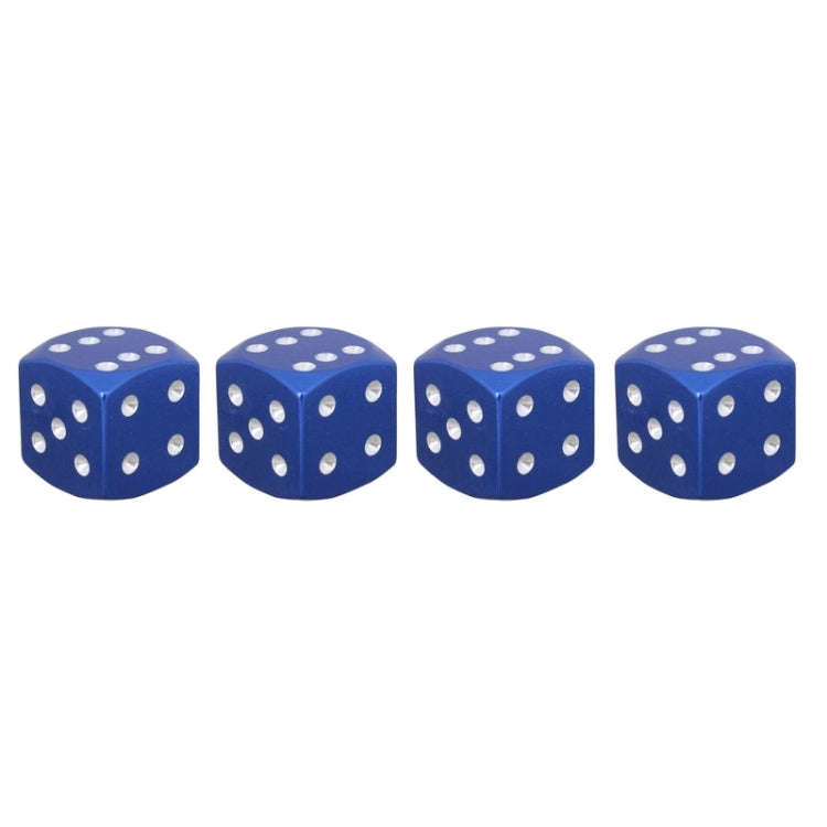 Universal 8mm Dice Style Aluminium Alloy Car Tire Valve Caps, Pack of 4(Blue)