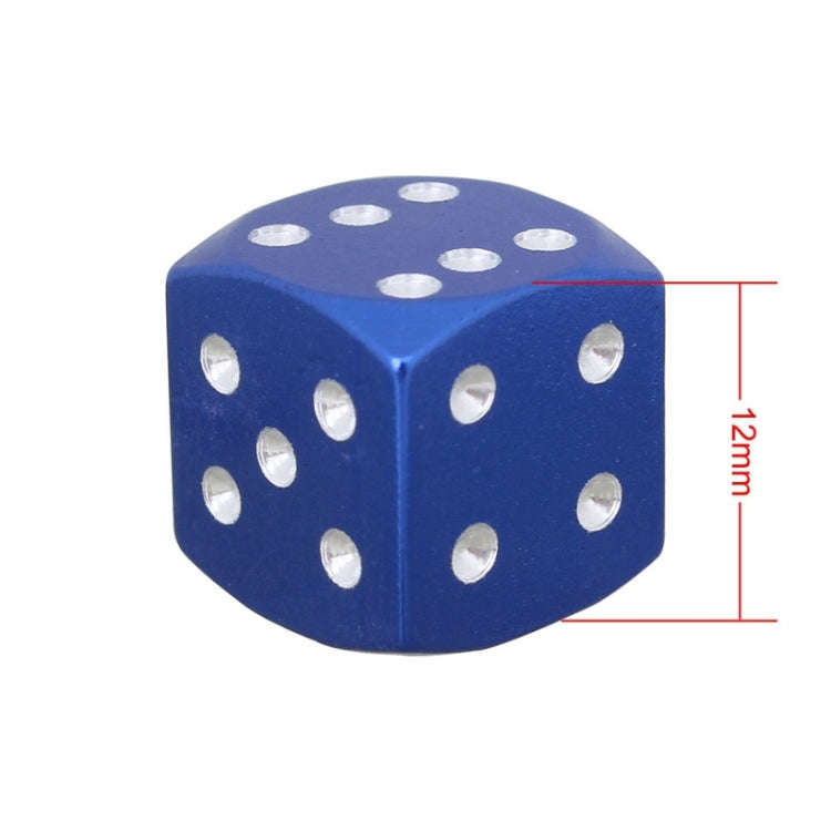 Universal 8mm Dice Style Aluminium Alloy Car Tire Valve Caps, Pack of 4(Blue)