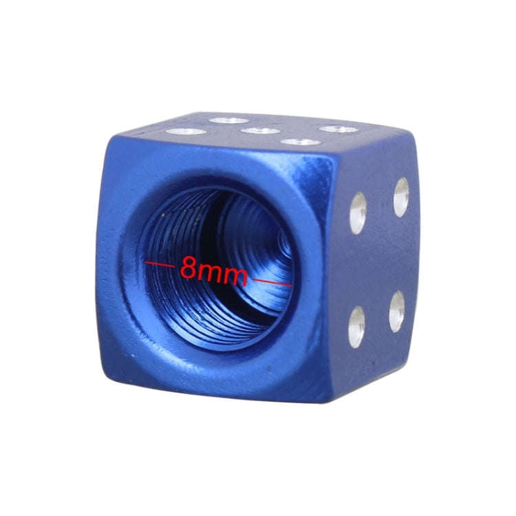 Universal 8mm Dice Style Aluminium Alloy Car Tire Valve Caps, Pack of 4(Blue)