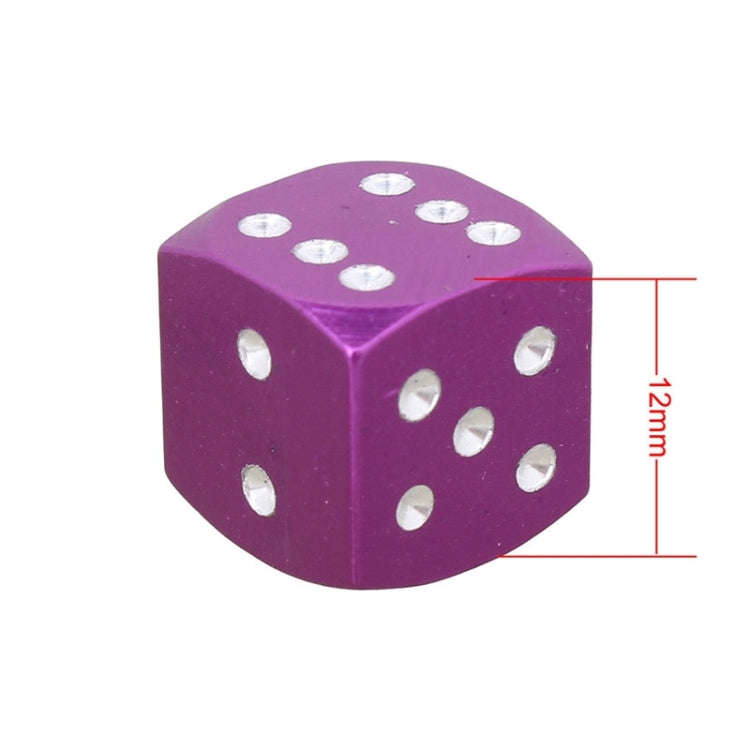 Universal 8mm Dice Style Aluminium Alloy Car Tire Valve Caps, Pack of 4(Purple)