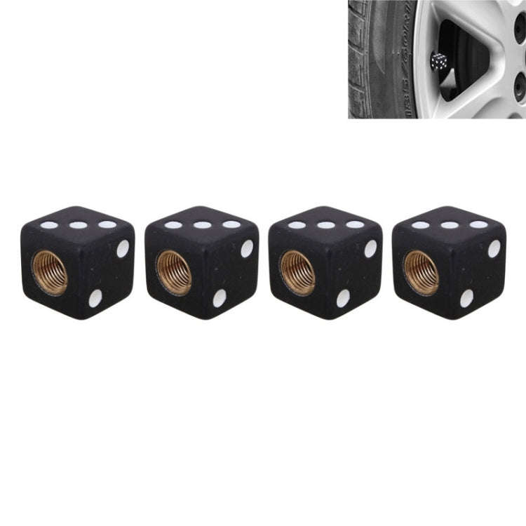 Universal 8mm Dice Style Plastic Car Tire Valve Caps, Pack of 4(Black)