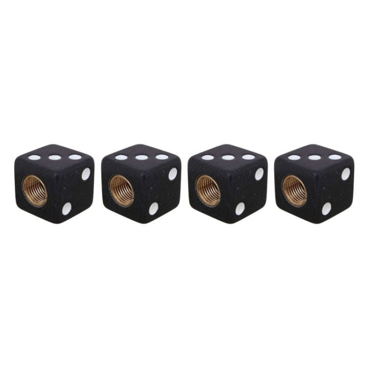 Universal 8mm Dice Style Plastic Car Tire Valve Caps, Pack of 4(Black)