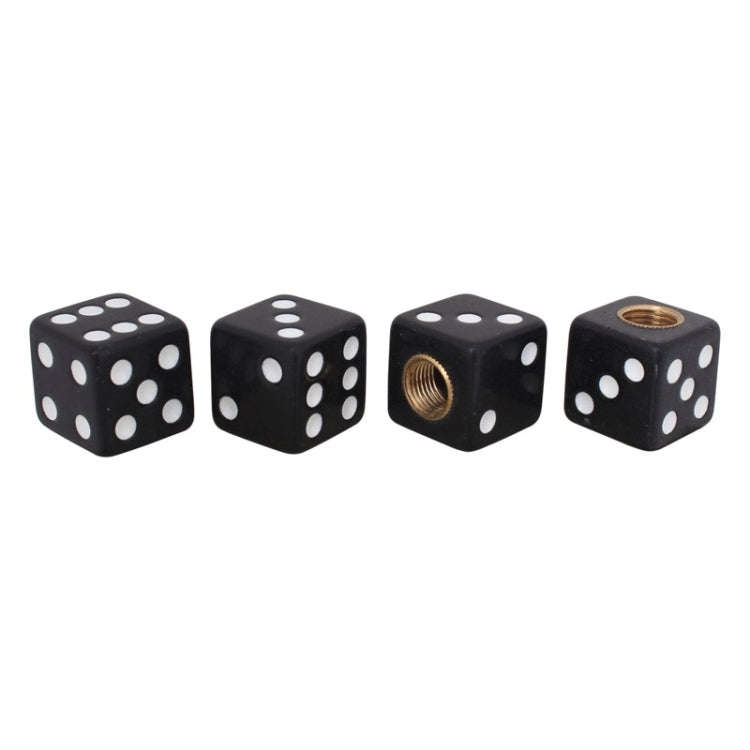 Universal 8mm Dice Style Plastic Car Tire Valve Caps, Pack of 4(Black)